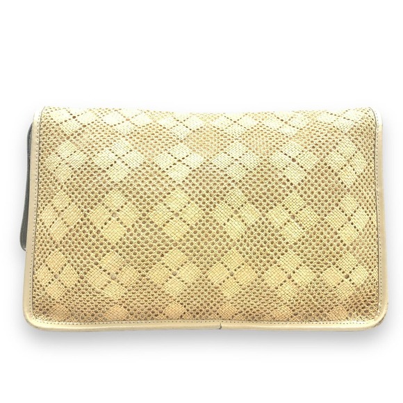 1970's large bow raffia straw and leather wristlet bag - Picture 12 of 13